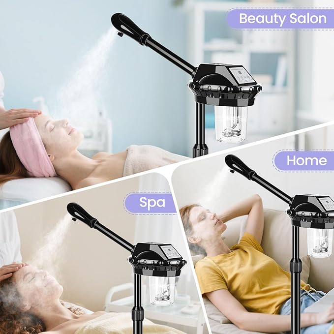 Professional Facial Steamer, Facial Steamer on Wheels, Face Steamer with Time Setting, Stand Face Steamer Adjustable Height for Spa, Salon and at Home use-BrightBean Baby