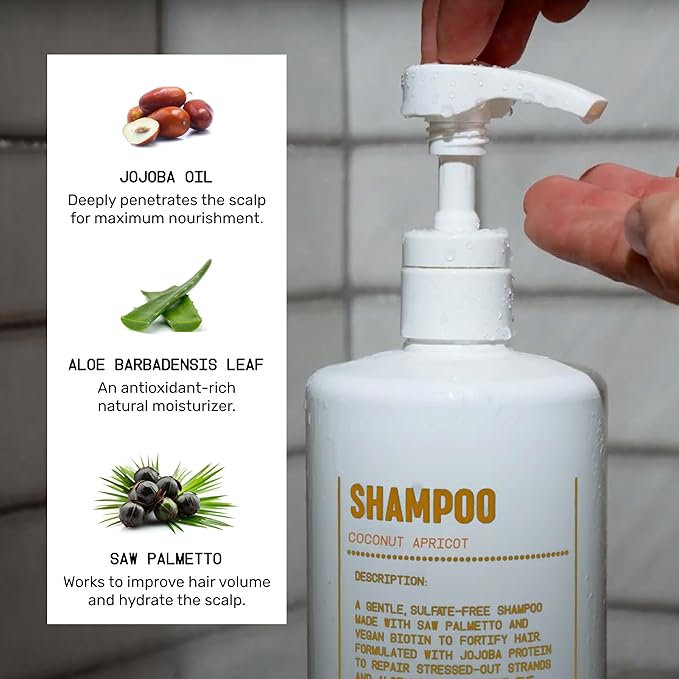 Blu Atlas Men's Natural Shampoo – Organic, Sulfate-Free, Paraben-Free – Deep Cleansing & Hydrating – Coconut Apricot Scent – Made in America – 32 oz-BrightBean Baby