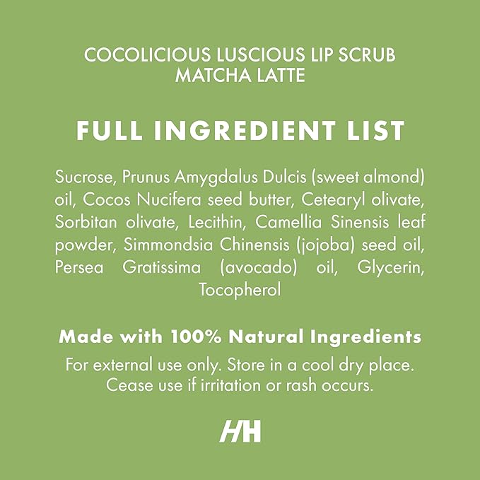 Handmade Heroes Matcha Latte Lip Scrub 1oz | 100% Natural Vegan Skin Care | Deep Conditioning Lip Scrub for Dry Lips with Jojoba Oil Avocado Oil | Natural Lightening Lip Exfoliator & Lip Plumper-BrightBean Baby