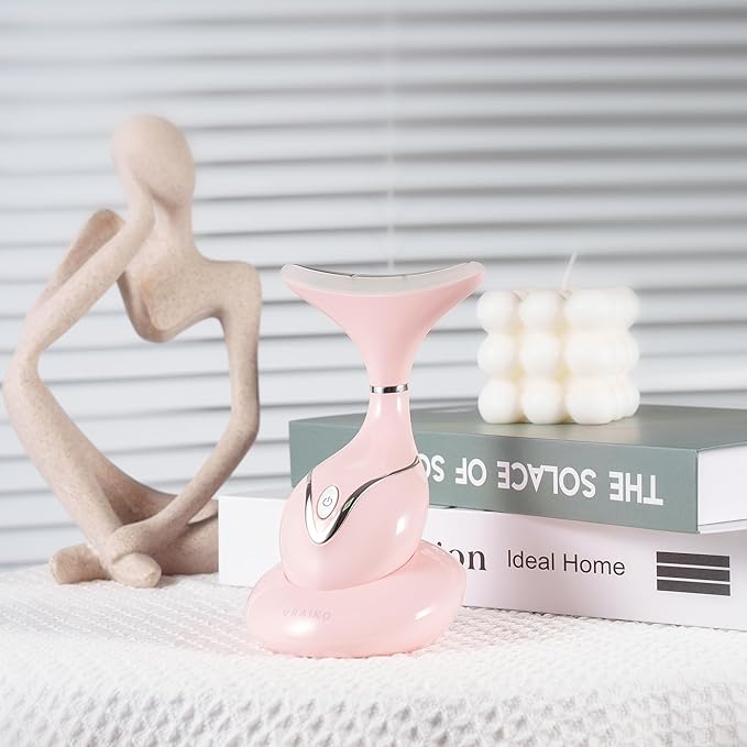 Iris Neck Face Massager, Pro Face Sculpting Tool with Charging Base, All-in-1 Facial Device for Enhanced Absorption, Radiance, Contouring, Elasticity, Home Facial Spa (Pink)-BrightBean Baby
