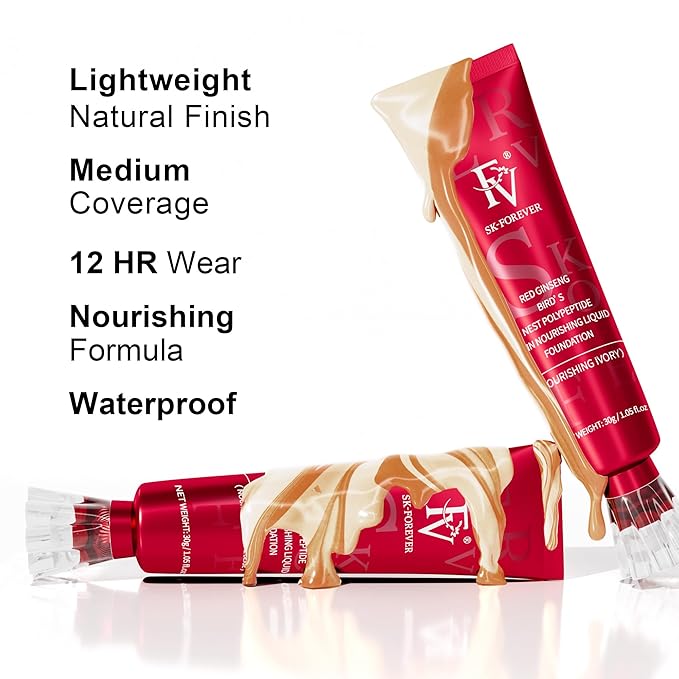 FV 2 Pack Hydrating Liquid Foundation Makeup, Waterproof & Lightweight, Natural Finish with Medium Coverage, Ideal for Dry and Normal Skin (Nourishing Classic Ivory)-BrightBean Baby