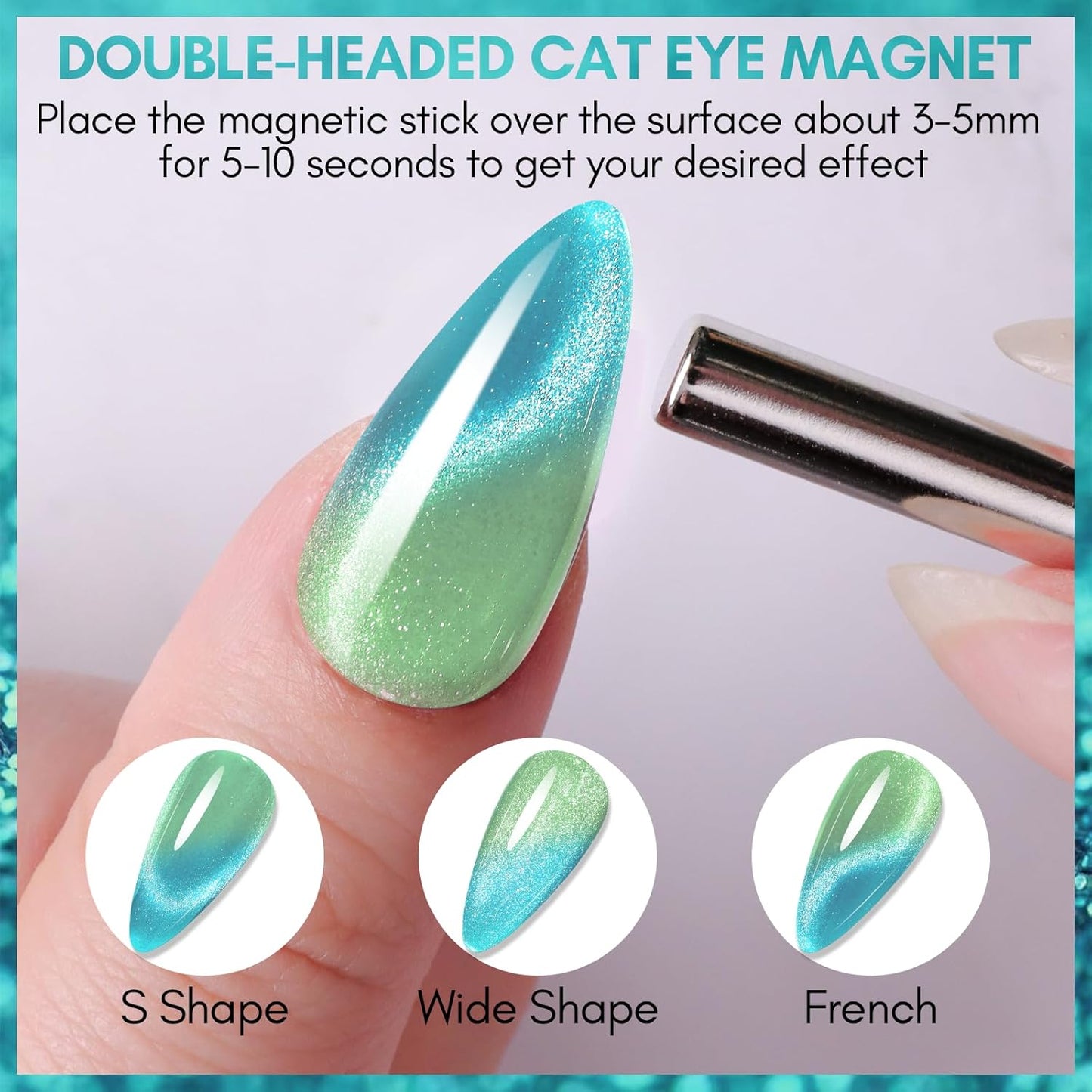 Makartt Cat Eye Gel Nail Polish: Reflective Glitter Gel with Magnet for Temperature Changing Magnetic Nails, Nail Polish UV/LED Light Cured, DIY Nail Art, Salon & Home Use(Olive Catway) 10ml-BrightBean Baby