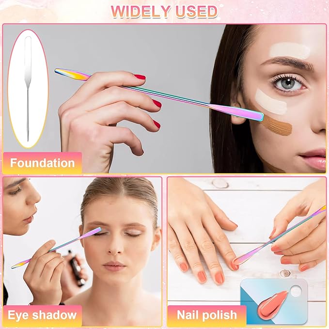 Makeup Spatula Korean Set, Senbos Professional Acrylic Makeup Palette with 2 Pcs Spatula Tool, Tray Apply for Foundation Eye Shadow Lipsticks Nail Art Pigment Blending Set with Leather Covers-BrightBean Baby