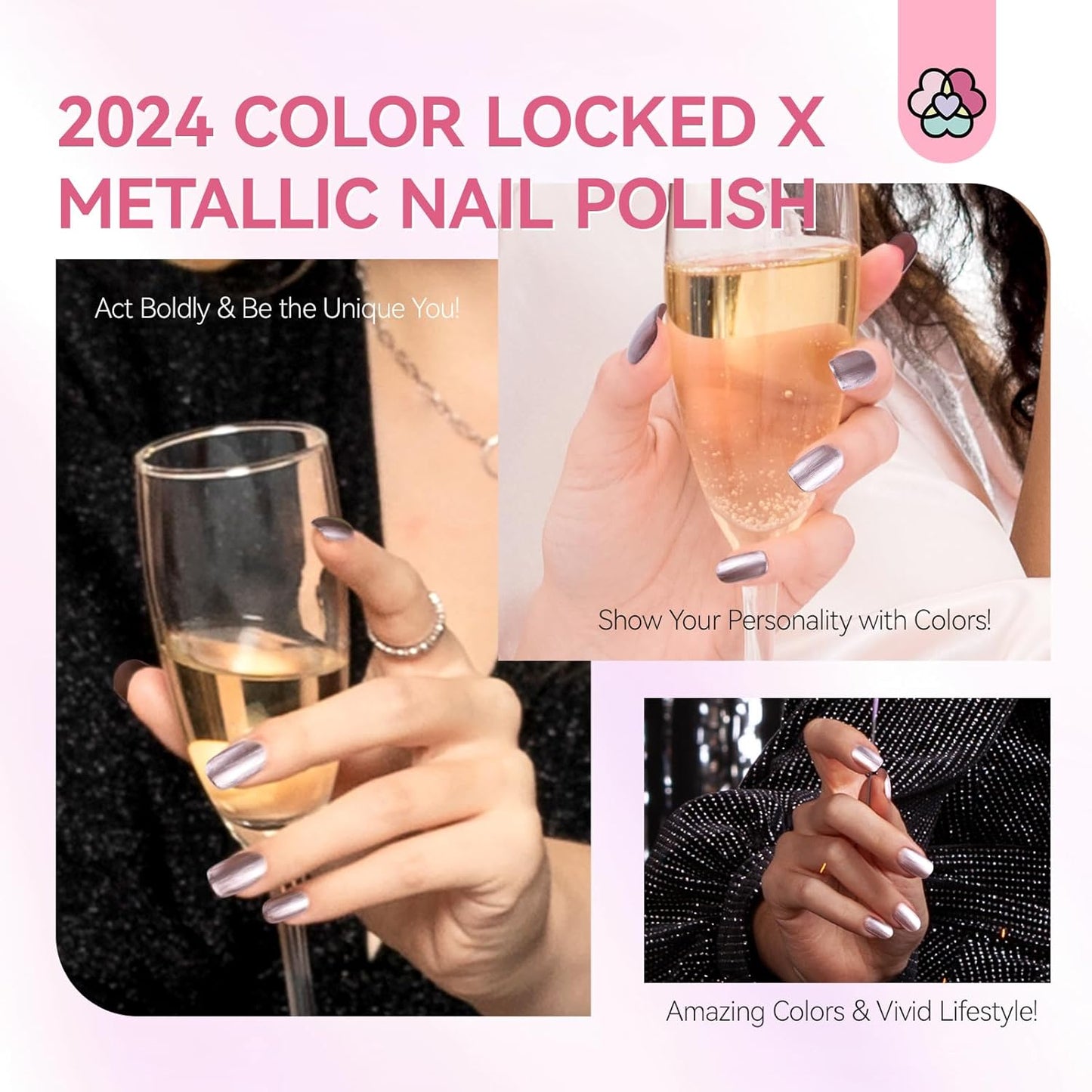 SAVILAND Metallic Nail Polish Rose Glod: Quick Dry Mirror Pink Nail Polish Regular Chrome Fingernail Polish Easy To Use & Remove No Curing Needed Bulk Nail Lacquer for Toes Nail Art DIY Home 0.34 oz-BrightBean Baby