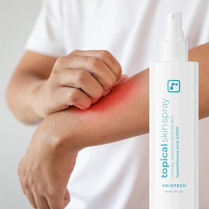 BRIOTECH Topical Skin Spray, Hypochlorous Acid Spray for Body & Face, Eyelid Cleanser, HOCl Facial Mist, Support Against Irritation, Calm Redness, Soothe Foot & Scalp, 128 fl oz (4 Pack)