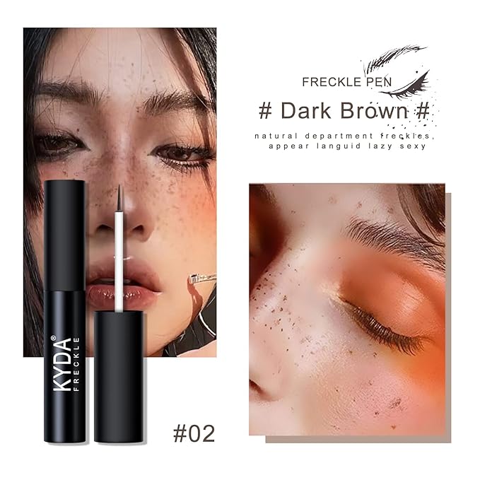 2 Colors Liquid Freckle Pen, Natural Like Freckle Makeup Pen Soft Dot Spot, Waterproof and Smudgeproof Quick Dry for Instant Create Realistic Freckles Make Up(Dark Brown+Light Brown)-BrightBean Baby