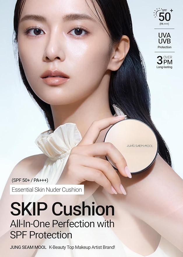 JUNG SAEM MOOL Essential Skin Nuder Cushion 01 Fair 0.98 Fl Oz, Refill Included, SPF 50 Broad Spectrum, Natural Radiant Finish, Lightweight Hydrating Coverage, Korean Cushion Foundation Makeup-BrightBean Baby