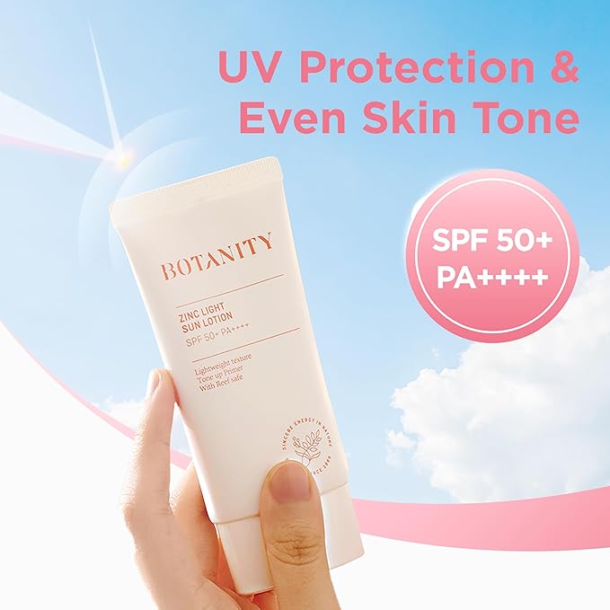 Zinc Sun Lotion - UV Protection, SPF 50+ PA ++++, Even skin tone, Lightweight & Hydrating formula, Non-Greasy, Korean Skincare, All Skin Types, 1.7 fl oz (50ml)-BrightBean Baby