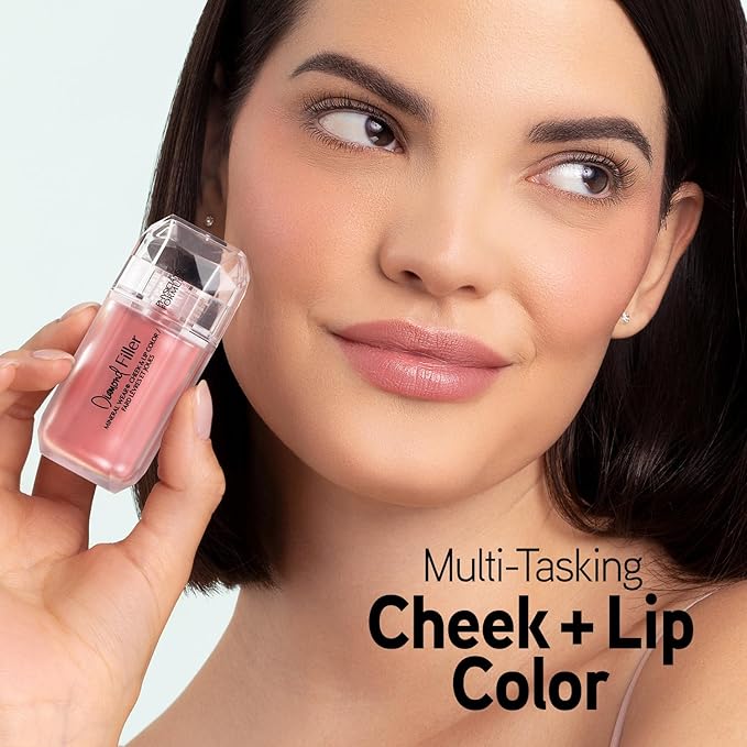Physicians Formula Mineral Wear®Diamond Filler Cheek & Lip Color, Serum-to-Cream Multi-Use Liquid Blush Formula, Plumps & Smooths for Fuller Looking Cheeks & Lips, Monochromatic Look - Radiant Pink-BrightBean Baby