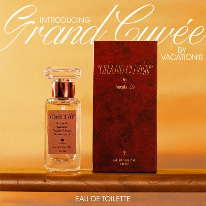 VACATION “GRAND CUVÉE” Eau de Toilette Sunscreen, Amber Vanilla Perfume for Women & Men, Unisex Summer Scent with Argan, Peach, Cedarwood & Vanilla Bean, 1 Fl. Oz.-BrightBean Baby