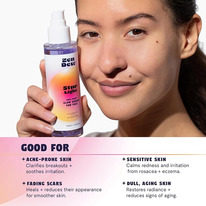 Star Light Snail Mucin Face Serum with Blue Light Skin Protection, 3.38 Oz – Silky Smooth Korean Glow Serum that Restores Moisture and Leaves Skin Brighter, Plumper, Soothed and Smooth-BrightBean Baby