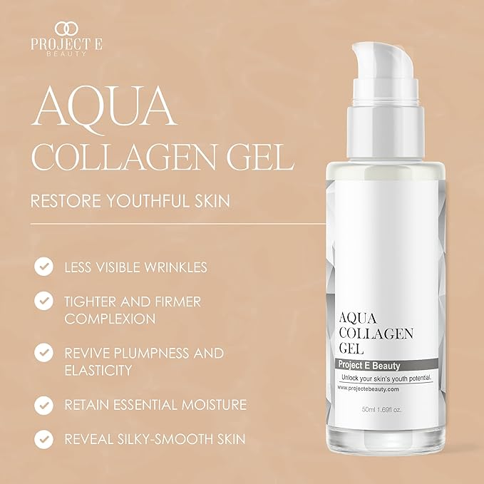 Project E Beauty Aqua Collagen Gel 24-Hour Hydration | Anti-Aging Brightening Treatment | Hydrating & Moisturizing Facial Skincare | Anti-Wrinkle Body Lotion | For Dry or Rough Skin | 50ml-BrightBean Baby