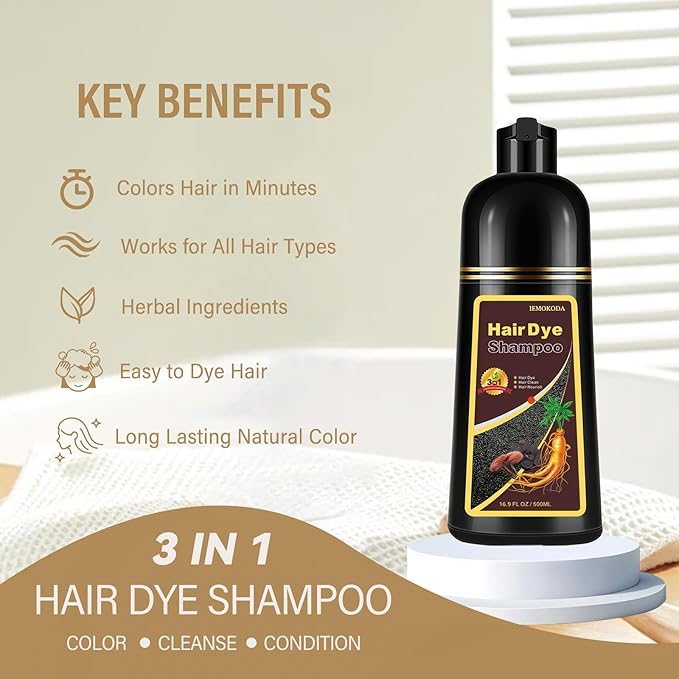 Silver Gray Hair Dye Shampoo, Instant Hair Color Shampoo, Colors Hair in Minutes, Long Lasting Silver Hair Dye, Champu Para Canas, Easy to Use 16.90 Fl Oz-BrightBean Baby