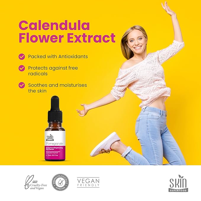 Pomegranate Superfood Brightening Oily Eye Serum 100% Natural and Vegan 0.53 Fl Oz (15ml)-BrightBean Baby