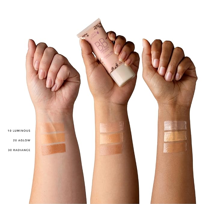 100% PURE BB Cream Shade 20 Aglow Full Face Coverage Skin Care & Glow - All-In-One Primer Concealer & Foundation Makeup - Shimmery, Dewy Youth Medium Color w/Warm Undertone - Vegan - 1 Fl Oz-BrightBean Baby