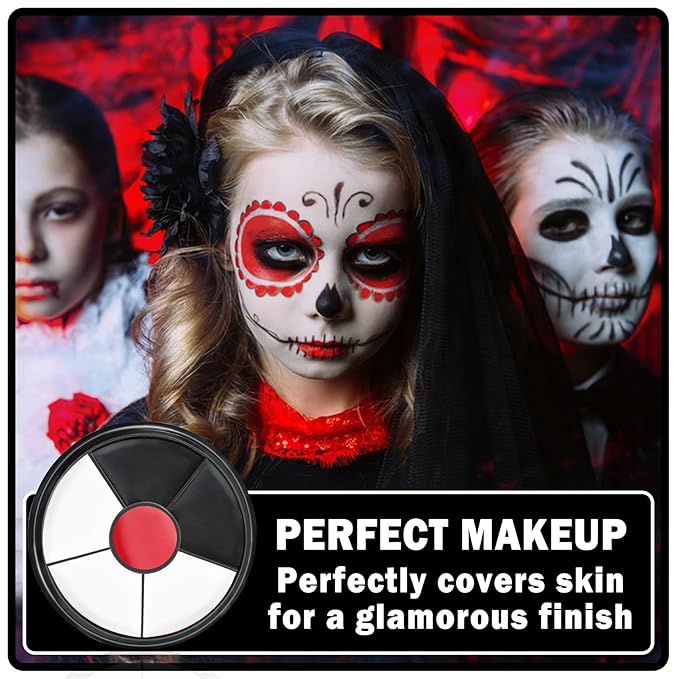 Clown Makeup Kit,Black White Red Face Paint Professional Adult Body Paint Kit for Halloween SFX Special Effects Makeup Kit-BrightBean Baby