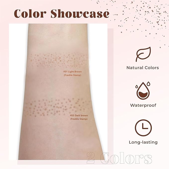 Freckle Stamp - Freckle Pen Waterproof, Long Lasting Fake Freckles, Quick Dry 5-Point Faux Freckles Stamp Cushion Stain Marker in One Press Natural and Lifelike Sunkissed Pencil Tool Makeup (#1-Light)-BrightBean Baby