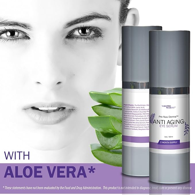 Pro Nuu Derma Serum - 2 Month Supply Anti Aging Serum - Our Best Eye Serum - Improve Dark Circles & Wrinkles with Anti Aging Vitamin C Anti Wrinkle Serum - Anti Aging Eye Serum to Aid Skin Stem Cells-BrightBean Baby