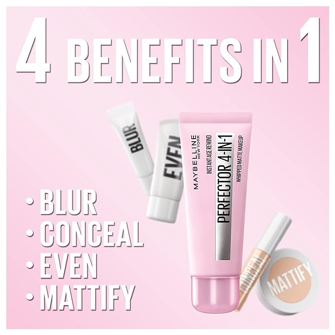 Maybelline Instant Age Rewind Instant Perfector 4-In-1 Matte Makeup, 04 Medium/Deep, 1 Count-BrightBean Baby