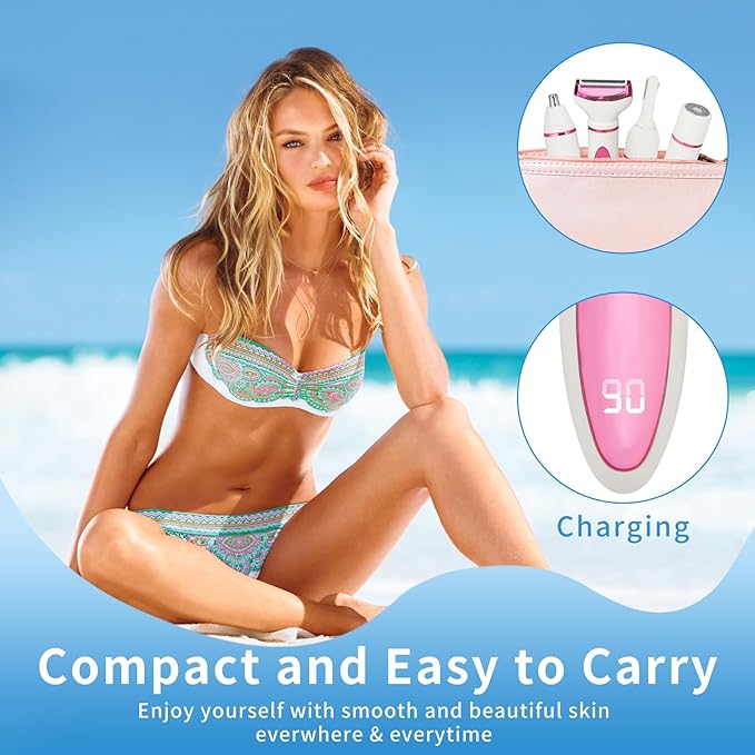 Led Display Electric Razorfor Women Men,4 in 1 Rechargeable Wet & Dry Electric Shaver and Facial Hair Remover,2025 Painless Ladies Body Razors for Nose Face Body Leg Bikini Arm Hair (Purple)