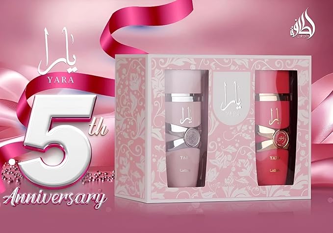 Lattafa Yara 5th Anniversary Edition – Floral, Fruity, Gourmand, Vanilla – 2-Piece Eau de Parfum Gift Set for Women (Yara & Yara Candy, 2 x 3.4 Ounce Sprays)-BrightBean Baby