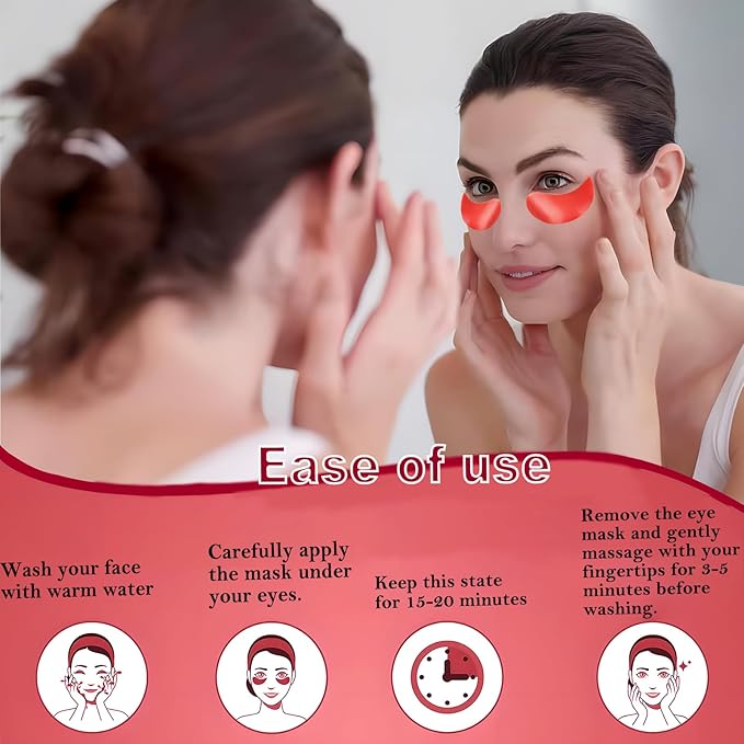 Under Eye Mask - 60 PCS Pomegranate Under Eye Patches for Puffy Eyes, Dark Circles, Eye Bag, Fine Lines and Wrinkles, Reduce Puffiness and Brightening Eye Patch, Eye Gel Pads, Eye Jelly Mask-BrightBean Baby