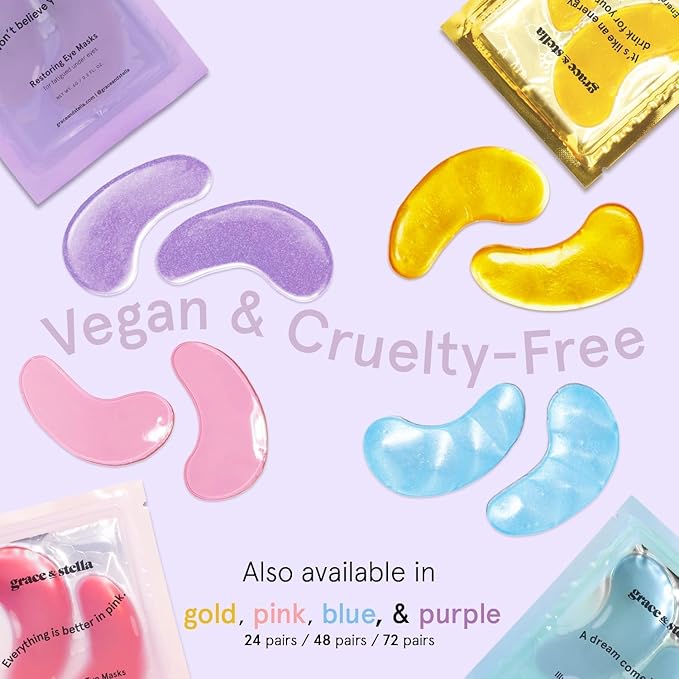 grace & stella Retinol Under Eye Patches for Puffy Eyes and Dark Circles - Restoring Gel Under Eye Masks with Hyaluronic Acid - Vegan Cruelty-Free Skincare, Birthday Gifts for Women (Purple, 24 Pairs)-BrightBean Baby