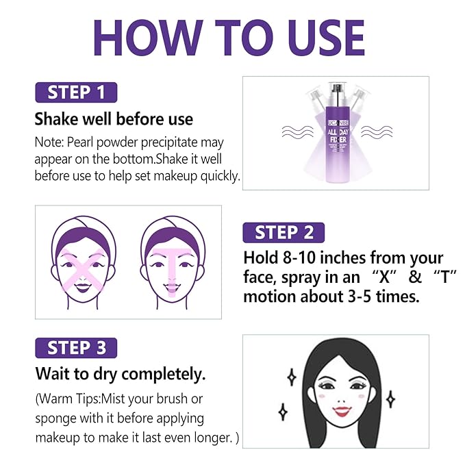 Long Lasting Makeup Setting Spray Kit- 6.76 Fl oz Hydrating Matte Finish Mist Lightweight Face Make up Fixer +Travel Size Spray Bottle+Sponge Puff Makeup Set-BrightBean Baby
