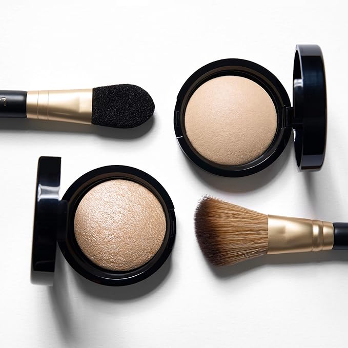 LAURA GELLER NEW YORK Dual-Ended Highlighter Brush - Multipurpose Makeup Brush for Highlighter, Blush, Bronzer and More - Includes Dual-Fiber Vegan Bristles and Satin Paddle for Flawless Application-BrightBean Baby