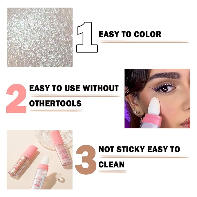 Polvo De Hadas Body Shimmer Glitter Highlighter Powder Makeup,High Gloss Sparkle for Face Body Hair,Create The Most Sparkly And Attractive Glitter Makeup - Nude Pink-BrightBean Baby