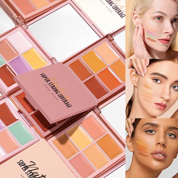 MAEPEOR Face Conceal Contour Palette 6 Colors Full Coverage and Lightweight Concealer Contour Palette Waterproof Long Lasting Contour Palette (Color 03)-BrightBean Baby