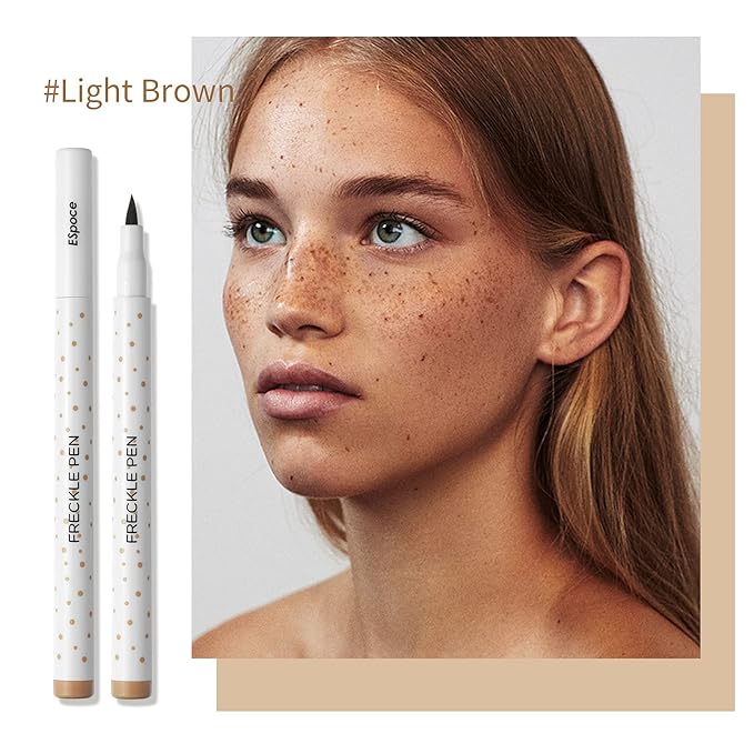 Freckle Pen 2 Colors Waterproof Long Lasting Quick Dry Small Spot Natural Like Face Freckle Makeup Pen, Dark Brown and Light Brown, Upgrade Design-BrightBean Baby