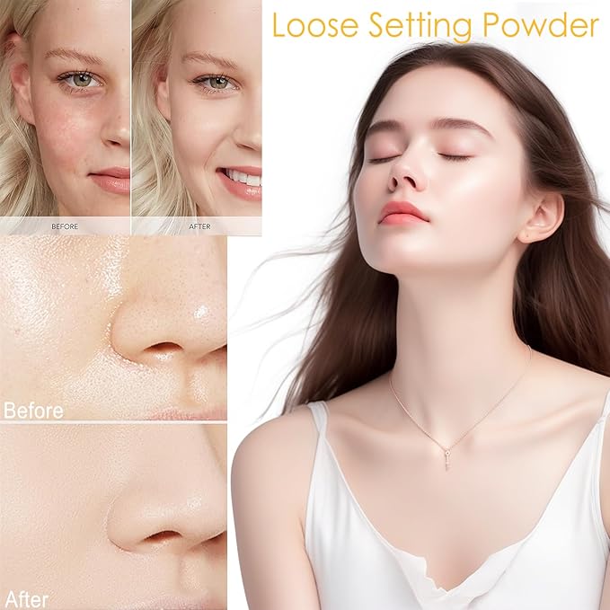 Mineral Setting Powder, Matte Oil Control Mineral Brush Powder for Face, Natural Translucent Loose Setting Powder, Lasting Lightweight Breathable Face Powder for All Skin (Medium, 8g)-BrightBean Baby