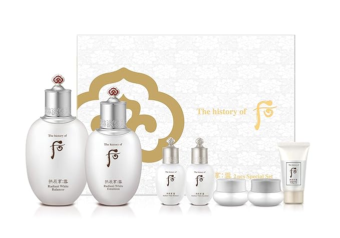 The History of Whoo Gongjinhyang Seol Special Set | Brightening Skincare Set for Instant Skin Radiance & Luminosity | Contains Gongjinhyang Seol Balancer,Lotion,Essence,Corrector,Cream & Sunscreen-BrightBean Baby