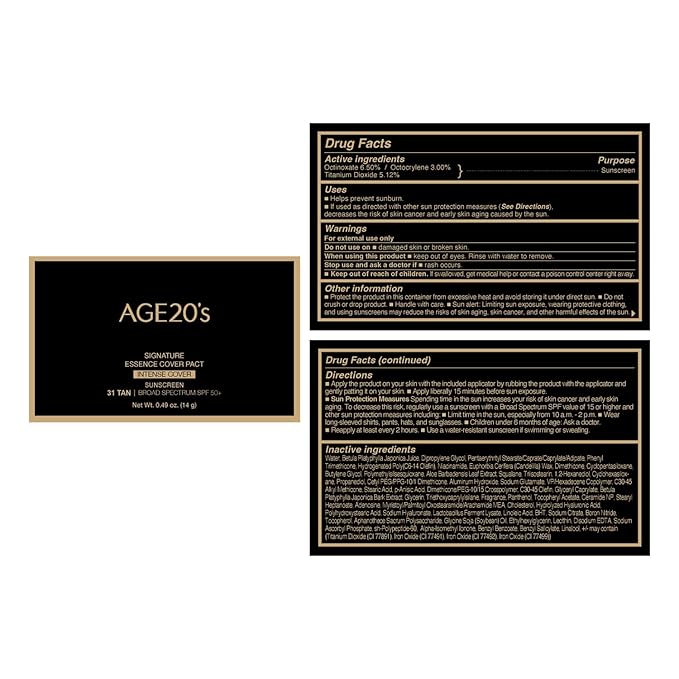 AGE20'S Signature Essence Pact SPF 50+ | Pack of 1 | 31 Medium Tan | Cream Foundation, Dewy Finish, Natural Coverage | Korean Cushion Foundation-BrightBean Baby