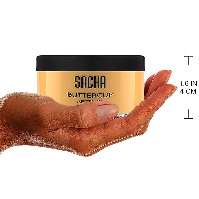 Sacha BUTTERCUP Setting Powder Makeup 1.75 Oz. Translucent Setting Powder for Oily Skin Finishing Powder Loose Powder Makeup Blurring Powder Blurs Fine Lines and Pores For Medium to Dark Skin Tones-BrightBean Baby