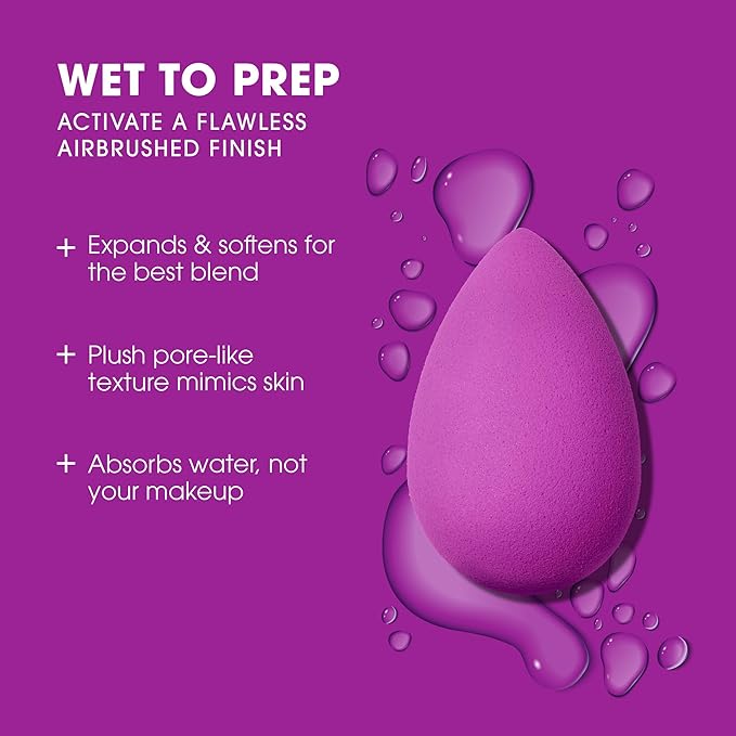 Beautyblender® | Amethyst Beauty Blender Makeup Sponge, Super-Soft Foam Easily Blends Foundations, Powders & Creams, Made in USA, Reusable, Washable, Streak Free Application, Vegan, Cruelty Free-BrightBean Baby