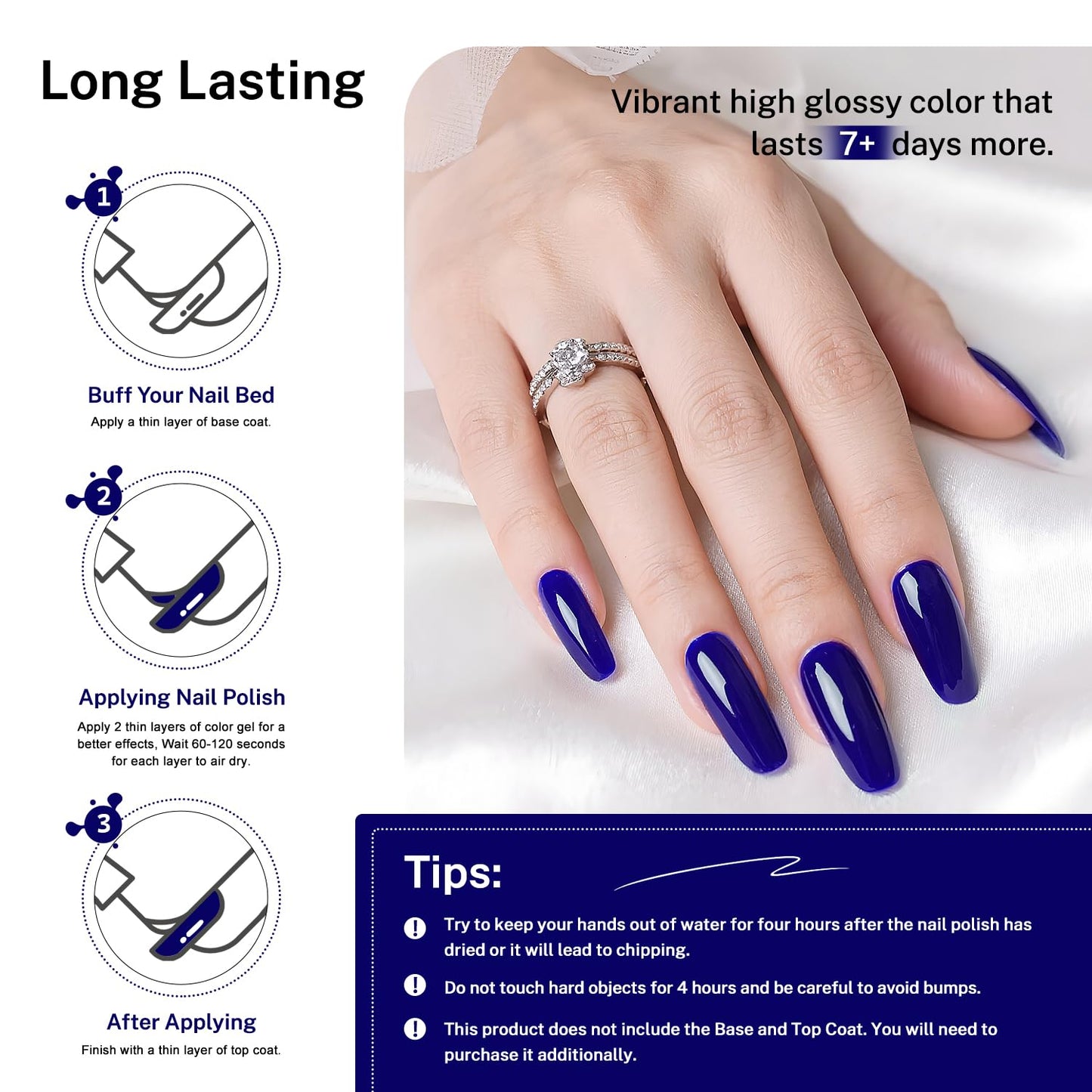 16.5ml Dark Blue Nail Polish Large Volume Quick Dry Nail Polish, Long Lasting Shine, Fingernail Toenail Nail Art DIY Home Travel Nail Art Gift-BrightBean Baby
