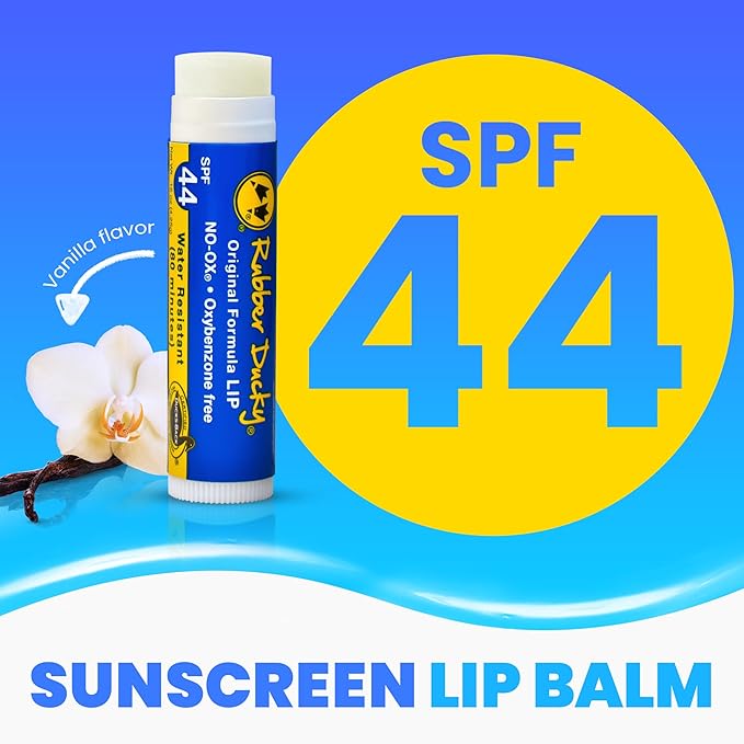 Rubber Ducky | Lip Sunscreen, Lip Balm with SPF 44, Water Resistant Sunscreen Lip Balm | Vegan, Untinted, Vanilla Flavor, with Vitamin E | All Season - Broad Spectrum Sunscreen for Lips-BrightBean Baby