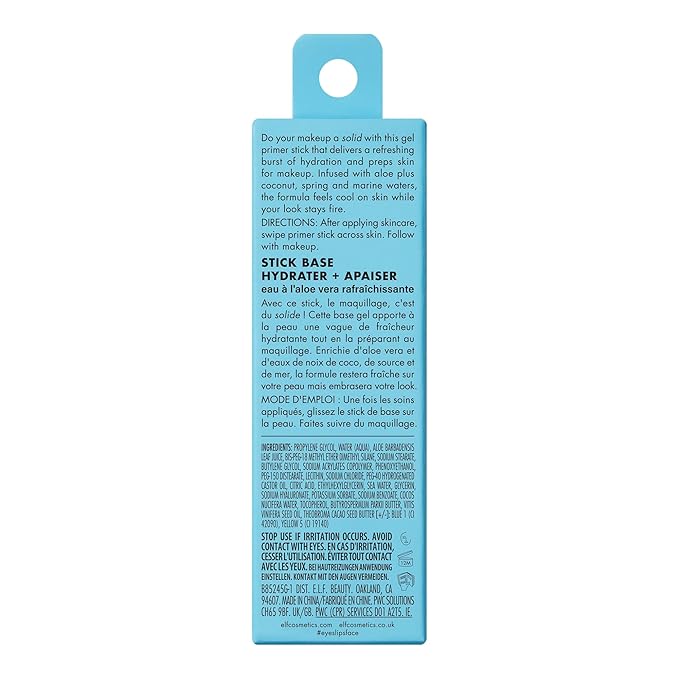 e.l.f. Stay Cool Primer Stick, Hydrating Gel Primer Preps Skin For Makeup, Imparts A Cooling Feel, Infused With Aloe Water, Vegan & Cruelty-Free-BrightBean Baby