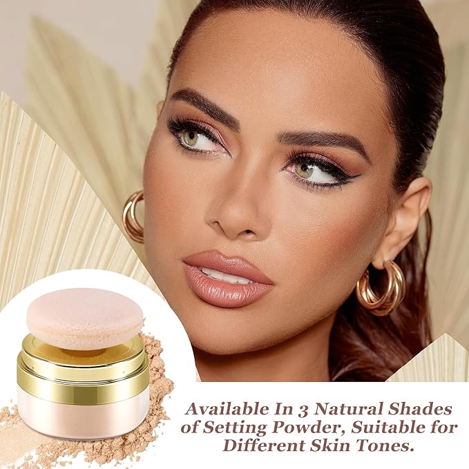 Boobeen Setting Powder, Lightweight Oil Control Loose Setting Powder, Full Coverage Finishing Powder For a Matte Flawless Look, Pressed Face Powder Makeup to Reduce Shine, Long Lasting-BrightBean Baby