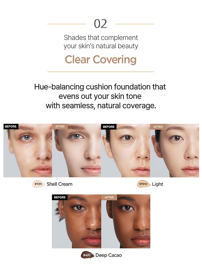 JUNG SAEM MOOL Essential Skin Nuder Cushion 25N Bronze 0.49 Fl Oz, No Refill, Natural Radiant Finish Cushion Foundation with Buildable Coverage, Lightweight Texture, Korean Foundation Makeup-BrightBean Baby