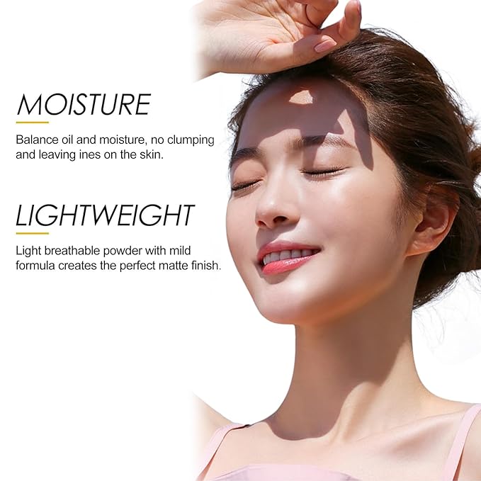 Mineral Sunscreen Setting Powder, Mineral Brush Setting Face Powder Makeup SPF 50 PA++ for All Skin, Oil Control Lightweight Breathable Concealer Brush Powder, Matte Smooth Translucent Face Powder-BrightBean Baby