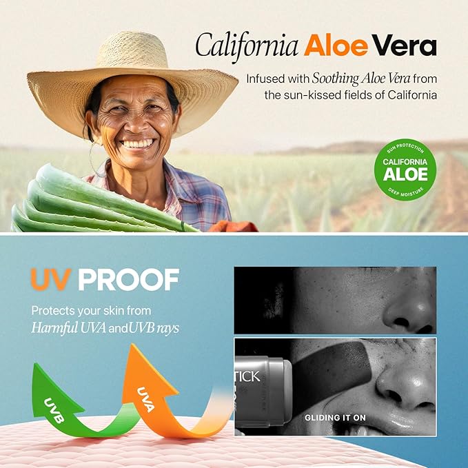Nature Republic California Aloe Fresh Powdery Sun Stick Broad Spectrum SPF50+ | Korean Sunscreen Travel Size Suncare Sunblock, No Whitecast, non-sticky, Water resistant-BrightBean Baby