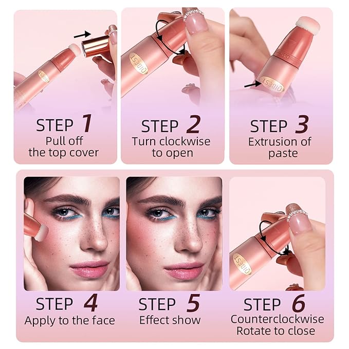 Liquid Blush Beauty Wand Matte Cream Blush Stick with Soft Cushion Applicator For Natural Cheek Tint Blendable Lightweight Long Lasting Dewy Finish makeup blush for Face(03 Plum Wine)-BrightBean Baby