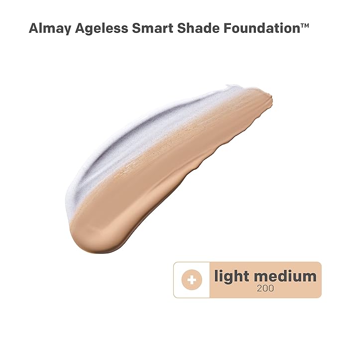 Almay Anti-Aging Foundation, Smart Shade Face Makeup with Hyaluronic Acid, Niacinamide, Vitamin C & E, Hypoallergenic-Fragrance Free, 200 Light Medium, 1 Fl Oz (Pack of 1)-BrightBean Baby