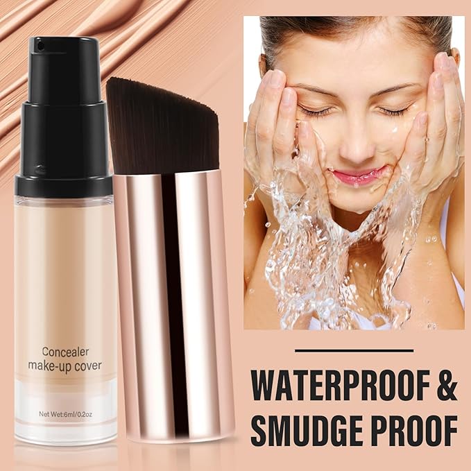 2pcs Liquid Concealer Set with Brush,Full Cover,Concealer Wand with Matte Finish,Corrects,Covers,Long Wear Up to 24hr-BrightBean Baby