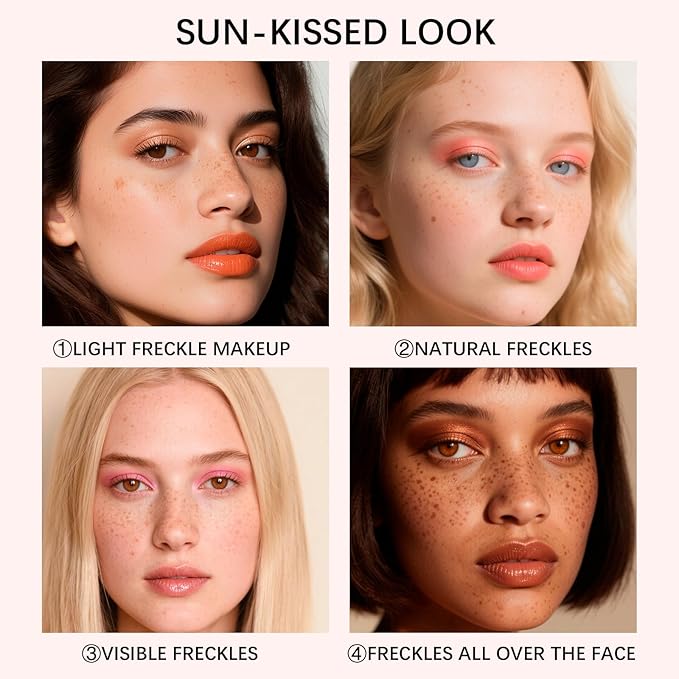 Freckle Stamp - Freckle Pen Waterproof, Long Lasting Fake Freckles,Quick Dry 5-Point Faux Freckles Stamp Cushion Stain Marker in One Press Natural and Lifelike Sunkissed Pencil Tool Makeup (#2-Medium)-BrightBean Baby