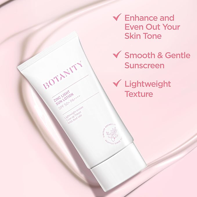Zinc Sun Lotion - UV Protection, SPF 50+ PA ++++, Even skin tone, Lightweight & Hydrating formula, Non-Greasy, Korean Skincare, All Skin Types, 1.7 fl oz (50ml)-BrightBean Baby