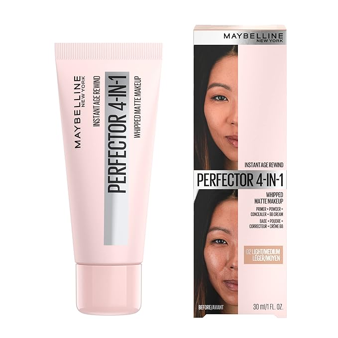 Maybelline Instant Age Rewind Instant Perfector 4-In-1 Matte Makeup, 02 Light/Medium, 1 Count-BrightBean Baby